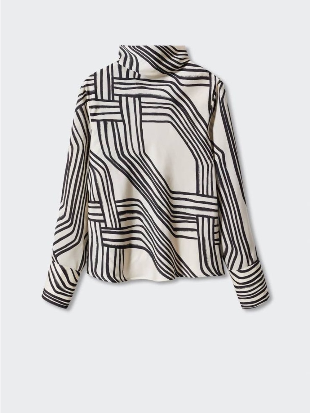Mango Black & Cream Geometric Print Turtleneck Top